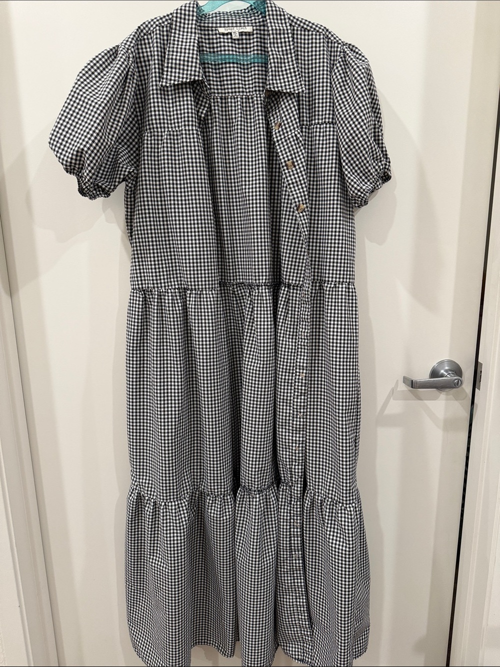 Gingham Tiered Maxi Dress - Black & White